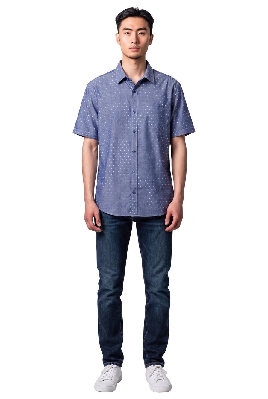 Wallin & Bros Men Blue Button Front Shirt Short Sleeve XL